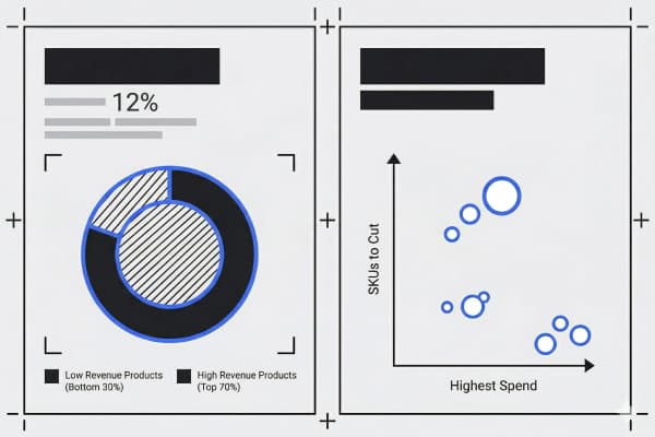 Marpipe performance testing dashboard showing winning versus losing creative variations with ROAS metrics